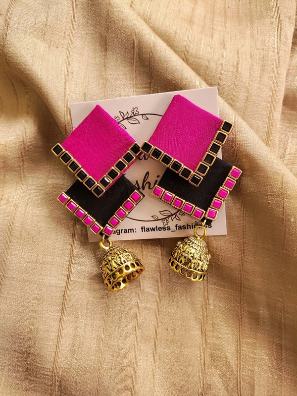 Pink Black Kundans 