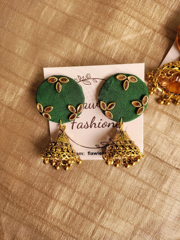 Kundan Jumkas - Green