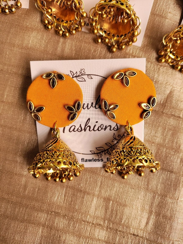 Kundan Jumkas - Yellow