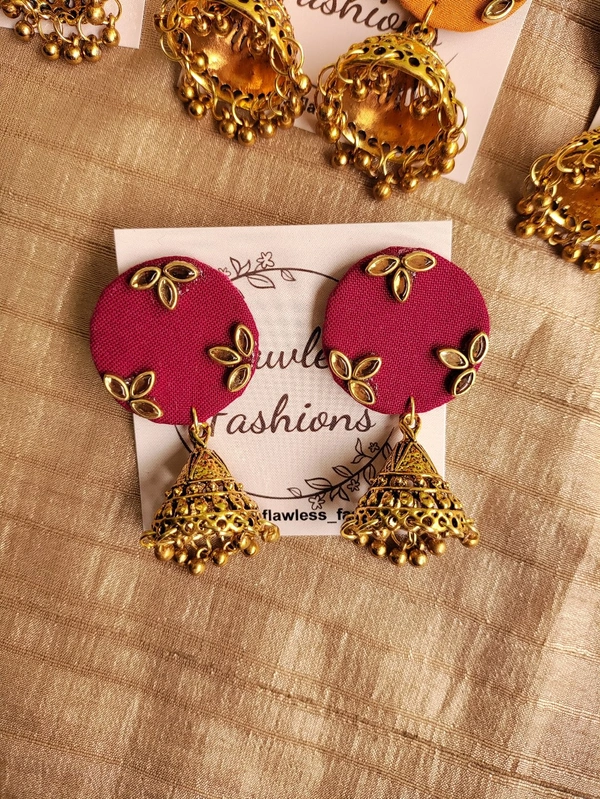 Kundan Jumkas - Maroon