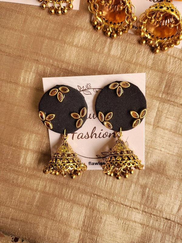 Kundan Jumkas - Black