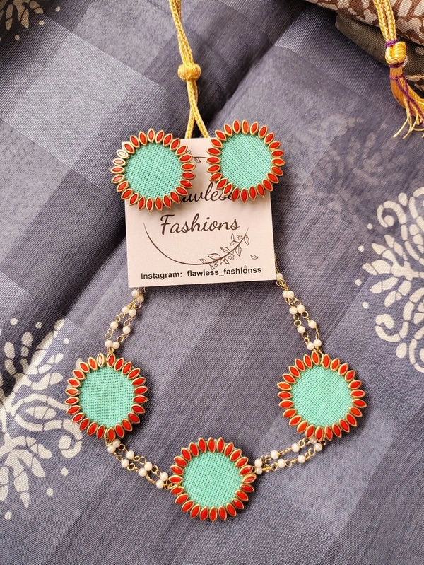 Blue Kundan Set  - Seablue