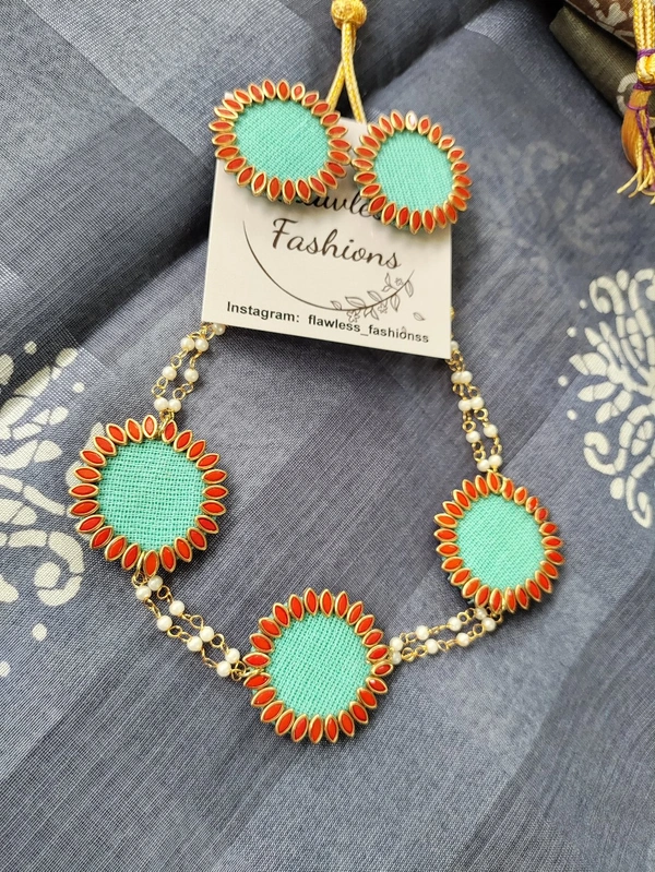 Blue Kundan Set  - Seablue