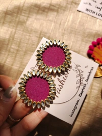 Wine Kundan Studs - Plum