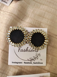 Wine Kundan Studs - Black