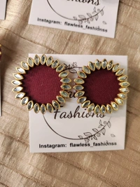 Wine Kundan Studs - Merlot