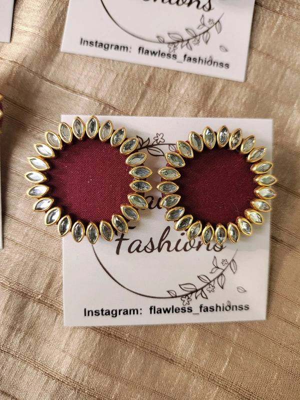 Wine Kundan Studs - Merlot