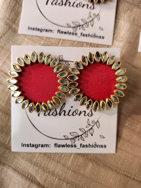 Wine Kundan Studs - Red