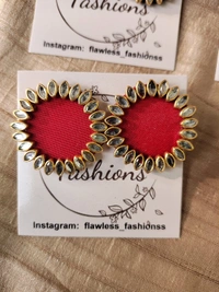 Wine Kundan Studs - Red