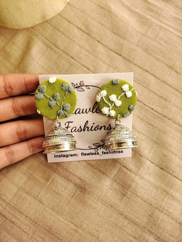 Green Leaf Round Jumka - Green