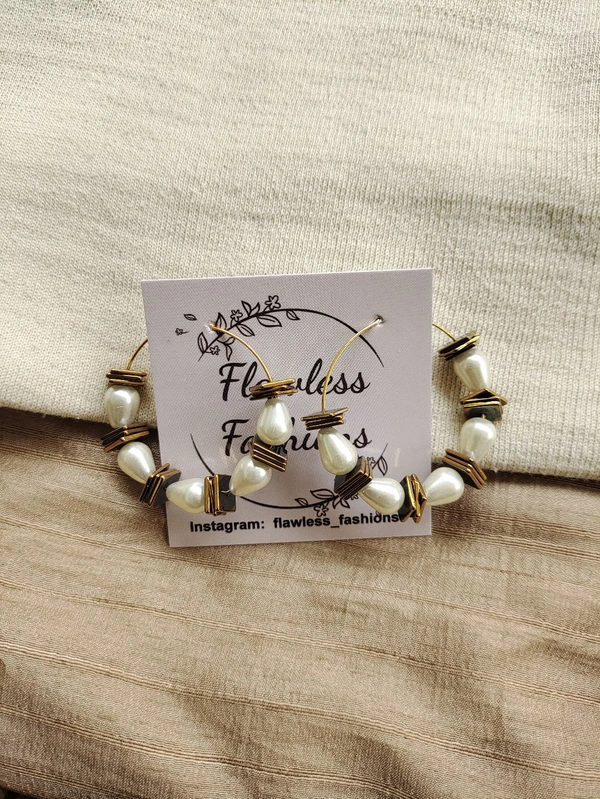 Gold Beads Pearl Hoop