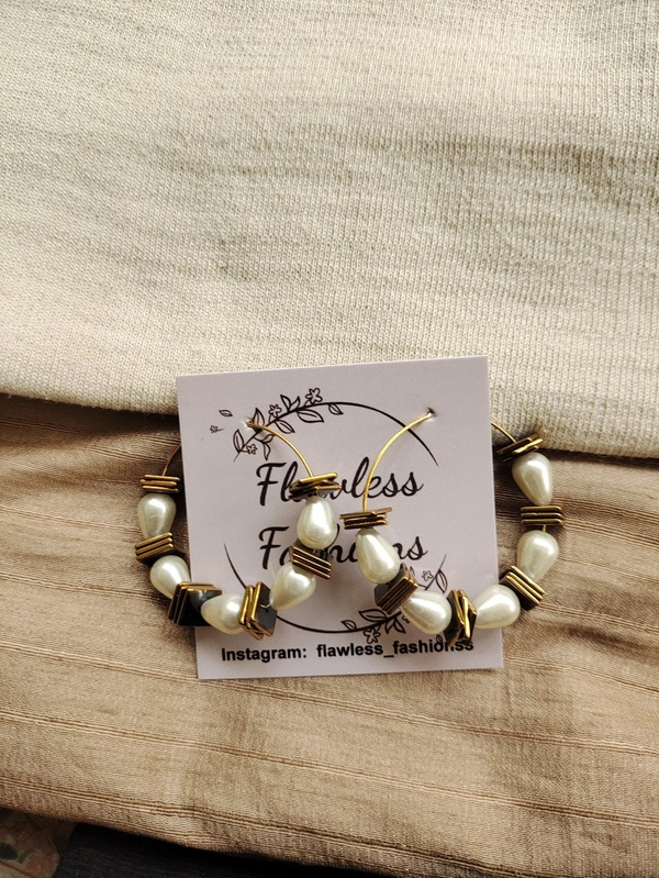 Gold Beads Pearl Hoop