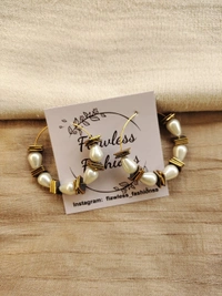 Gold Beads Pearl Hoop