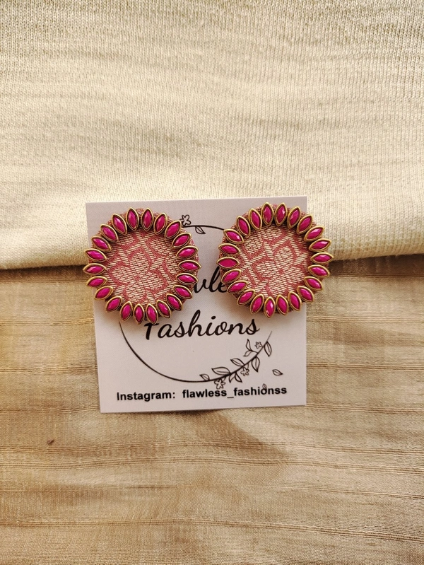 Kundan Studs - Wild Watermelon