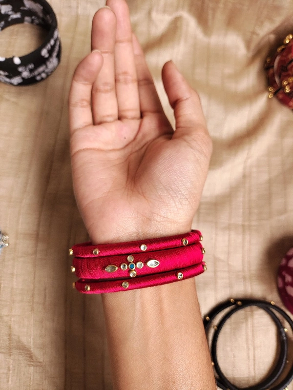 Red Silk Bangle Set(3) - 2.4