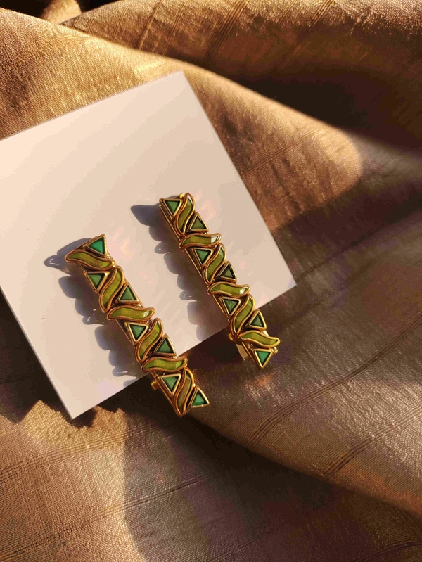 Green Kundan Alligator Clip 