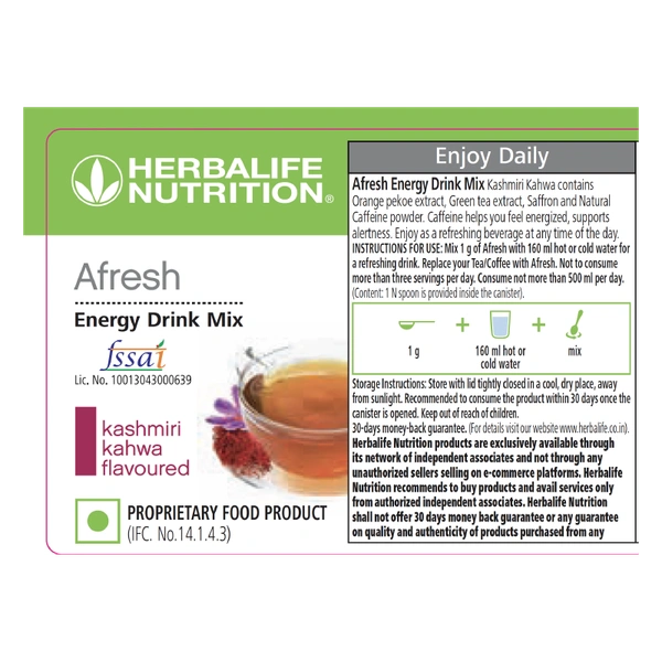HERBALIFE AFRESH ENERGY DRINK KASHMIRI KAHWA 