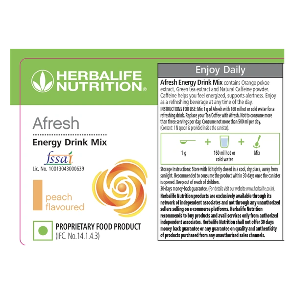 HERBALIFE AFRESH ENERGY DRINK PEACH 