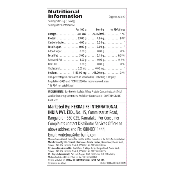 HERBALIFE PERSONALIZED PROTIEN POWDER 400G