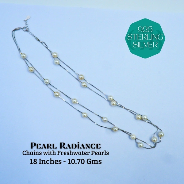 Pearl Radiance Chains - 2 line - Silver - 18 inches, 10.70