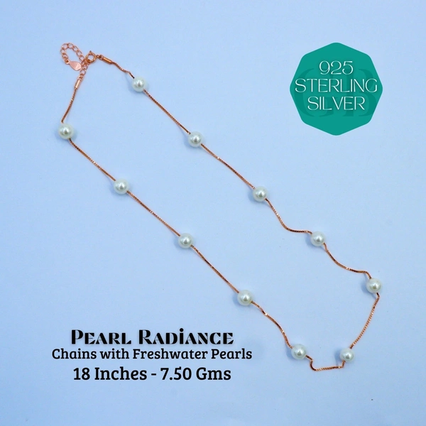 Fresh Water Pearls Chains-Rose Gold - 18 inches, 7.5