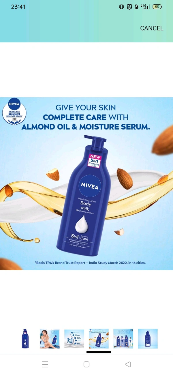 Nivea Body Moisturizer  - Blue, Normal