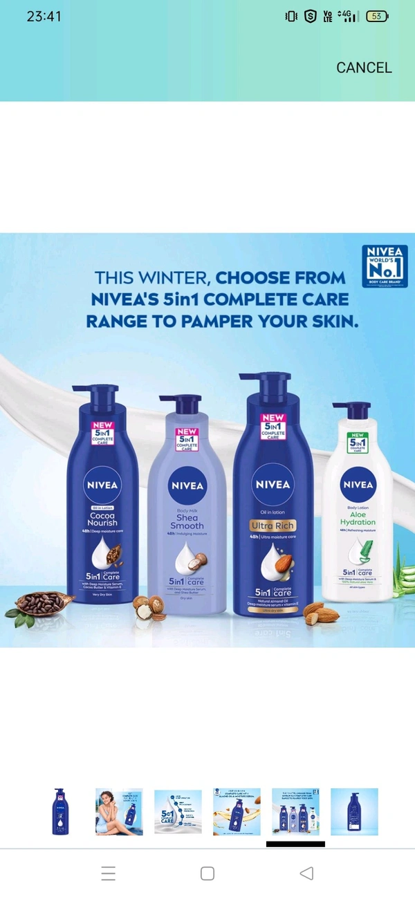 Nivea Body Moisturizer  - Blue, Normal