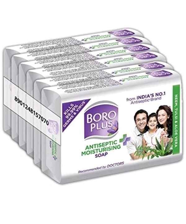 BOROPLUS Antiseptic + Moisturising Soap - Neem, Tulsi& Aloe Vera (6 x 125 g) •