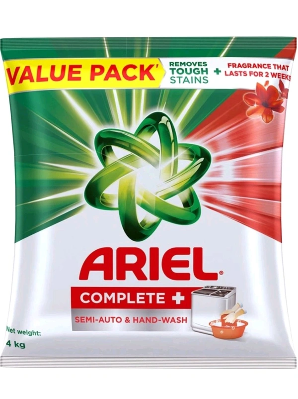 Ariel Complete | Removes 100 Tough Stains in 1 wash |Detergent Powder 4 kg •