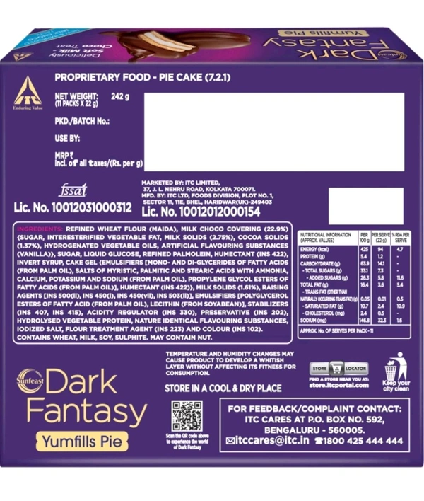 Sunfeast Dark Fantasy Yumfills Cookie Cake (242 g) • (BUY 1 GET 1) 