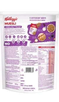 Kellogg's Millet Muesli 84% Fruit, Seed & Multigrain Pouch (500 g) •