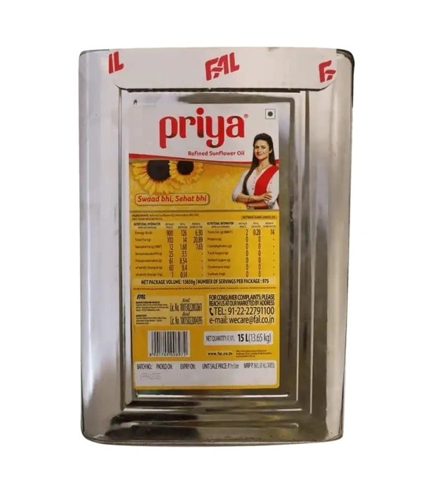 Priya Refined Sunflower Oil 15L