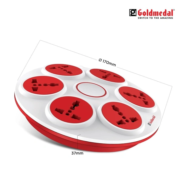 GOLDMEDAL 360 DEGREE POWER STRIP 6 SOCKETS EXTENSION BOARD