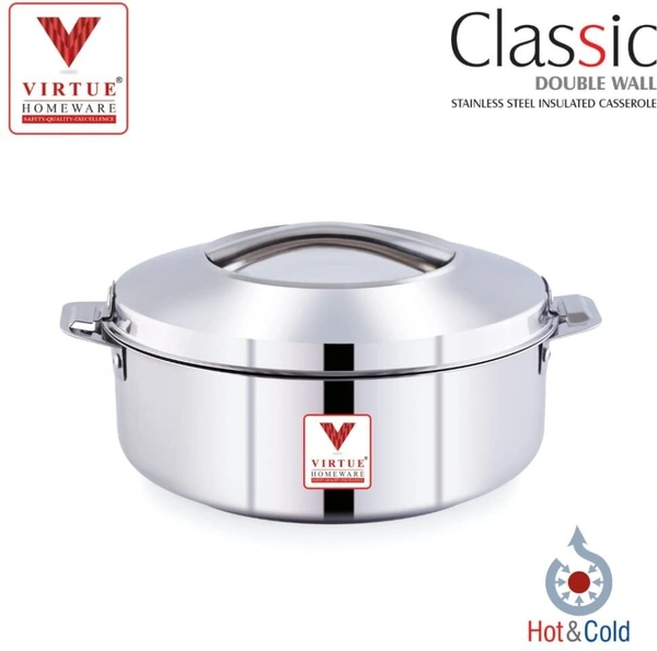 VIRTUE CLASSIC STAINLESS STEEL DOUBLE WALL INSULTAED CASSEROLE 1800 ML
