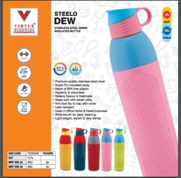 VIRTUE STEELO DEW INSULATED BOTTLE 600 ML