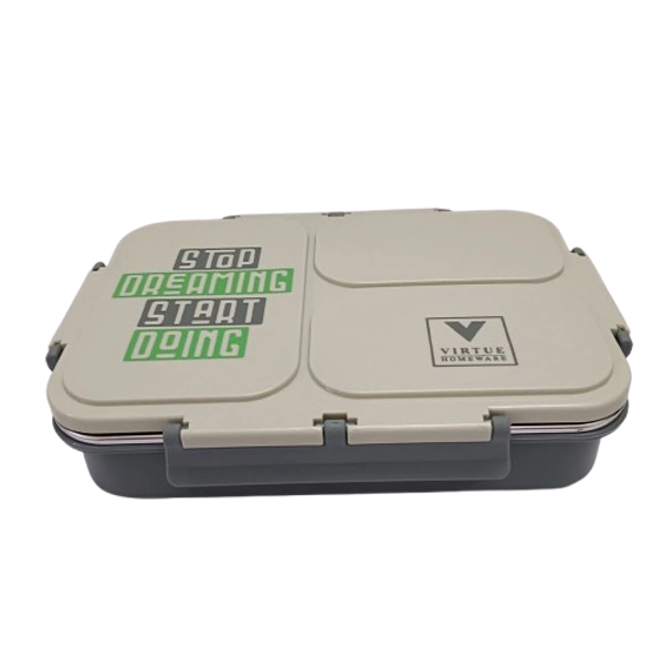 VIRTUE FUN FOOD 3 PARTITION STAINLESS STEEL LUNCH BOX