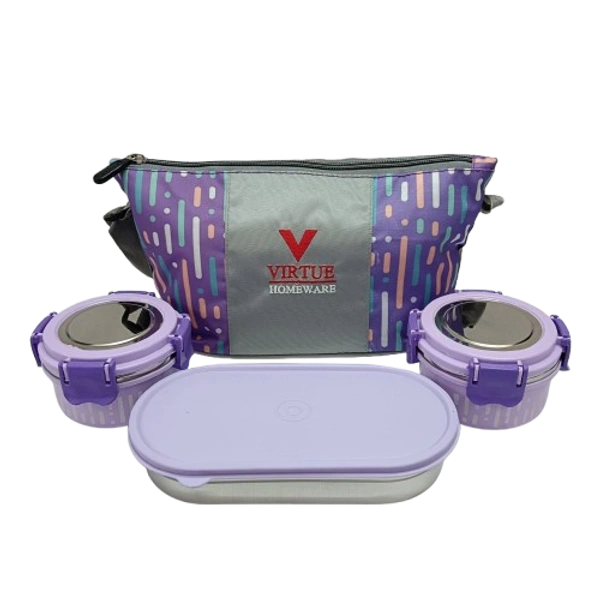 VIRTUE SUPER LIFESTYLE 2+1 STAINLESS STEEL LUNCH BOX 3 CONTAINERS