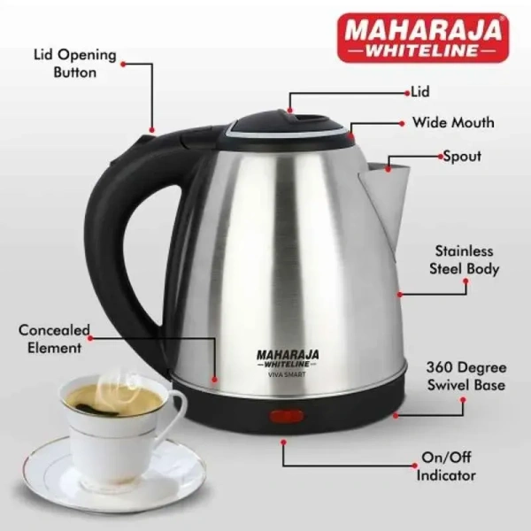 MAHARAJA WHITELINE VIVA SMART 1.5LITRE ELECTRIC KETTLE 1500 WATT - Gray, 30, 30, 25