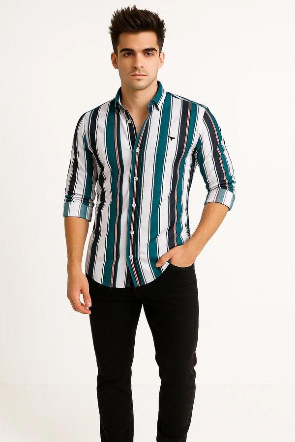 American Owl AMERICAN OWL Casual Shirts  Full Sleeves Stripes CAO001 - M