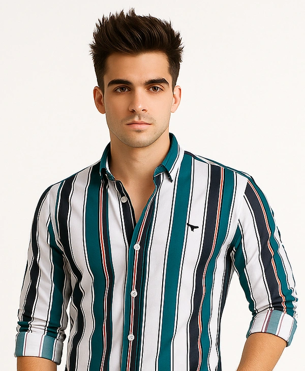 American Owl AMERICAN OWL Casual Shirts  Full Sleeves Stripes CAO001 - M