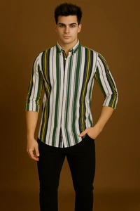 American Owl AMERICAN OWL Casual Shirts  Full Sleeves Stripes CAO002 - M