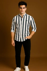 American Owl AMERICAN OWL Casual Shirts  Full Sleeves Stripes CAO003 - M