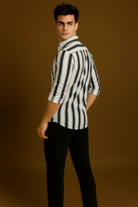 American Owl AMERICAN OWL Casual Shirts  Full Sleeves Stripes CAO003 - M