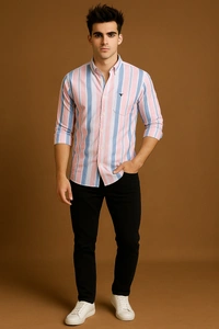 American Owl AMERICAN OWL Casual Shirts  Full Sleeves Stripes CAO004 - M