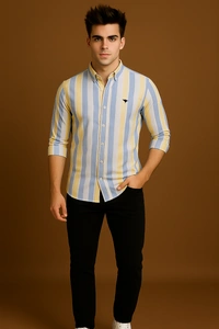 American Owl AMERICAN OWL Casual Shirts  Full Sleeves Stripes CAO005 - M