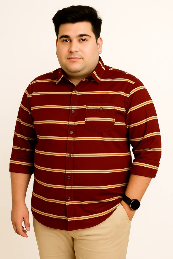 Ekstra EKSTRA Casual Shirts Plus Size Full Sleeves Stripes CE011 - 4XL