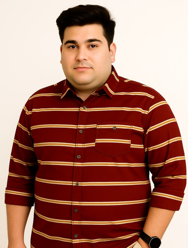 Ekstra EKSTRA Casual Shirts Plus Size Full Sleeves Stripes CE011 - 4XL