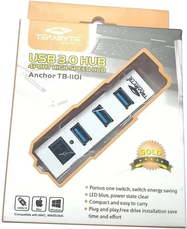 4 Port USB 3.0 HUB High Speed USB Extension Hub with LED & On Off Switch TB-1101