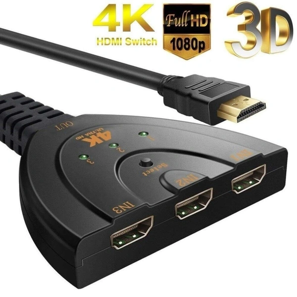 3 Port into 1 HDMI Input 4K x 2K HDTV Smart TV Pigtail Switch Adapter HDMI Splitter Adaptor Cable Module