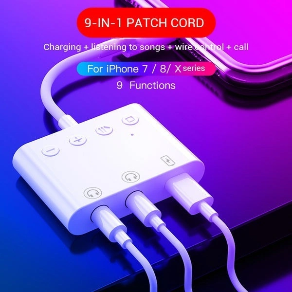 For iPhone All In One Lightning Adapter JH-A01 9 Functions Bluetooth Audio Charging 